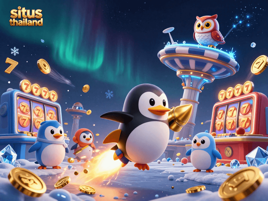 Engage with situs thailand through thrilling casino adventures featuring a golden penguin and vibrant slots.