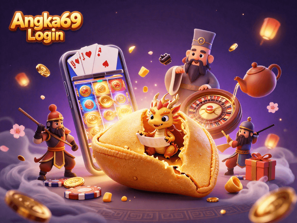 Play Angka69 Login with vibrant slot games amidst golden rewards and mystical ambiance.