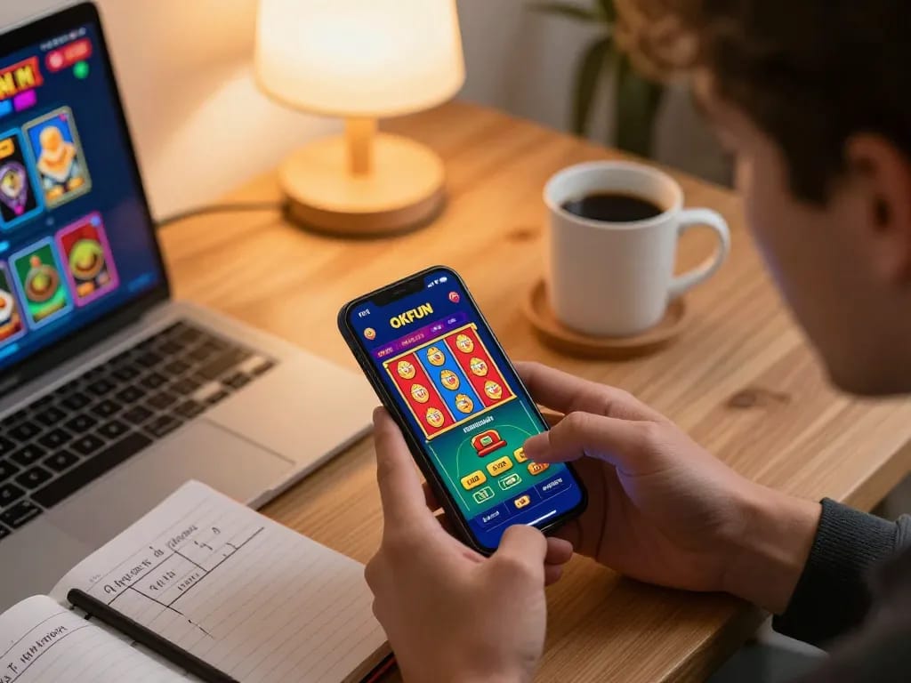 Play the latest slots on OKFUN app while enjoying cozy home gaming moments.