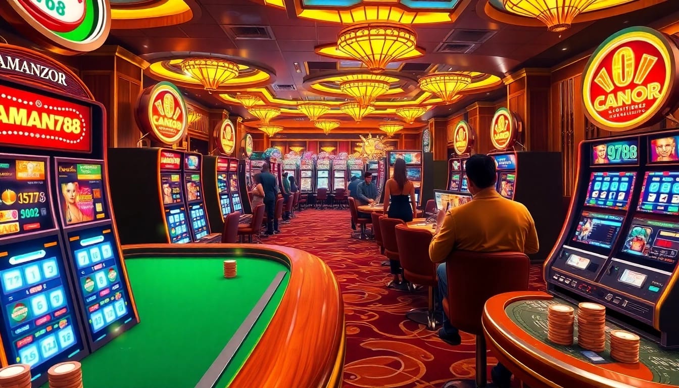 Nikmati permainan mendebarkan di slot gacor AMAN788 dengan mesin slot yang berwarna-warni dan pemain yang antusias.