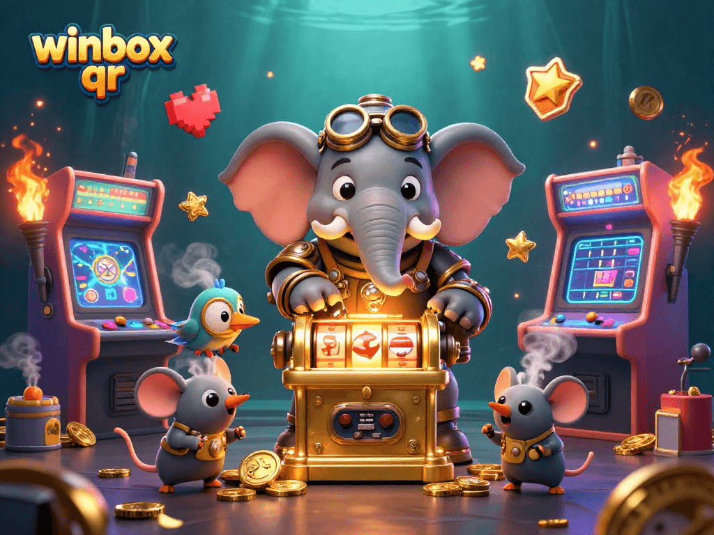 Spin the winbox qr slot machine with steampunk charm and colorful arcade elements.