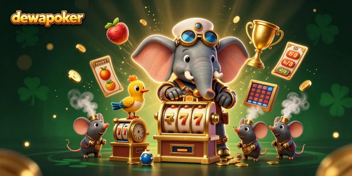 Dewapoker engaging players with dynamic slot machine action and vibrant gaming elements.