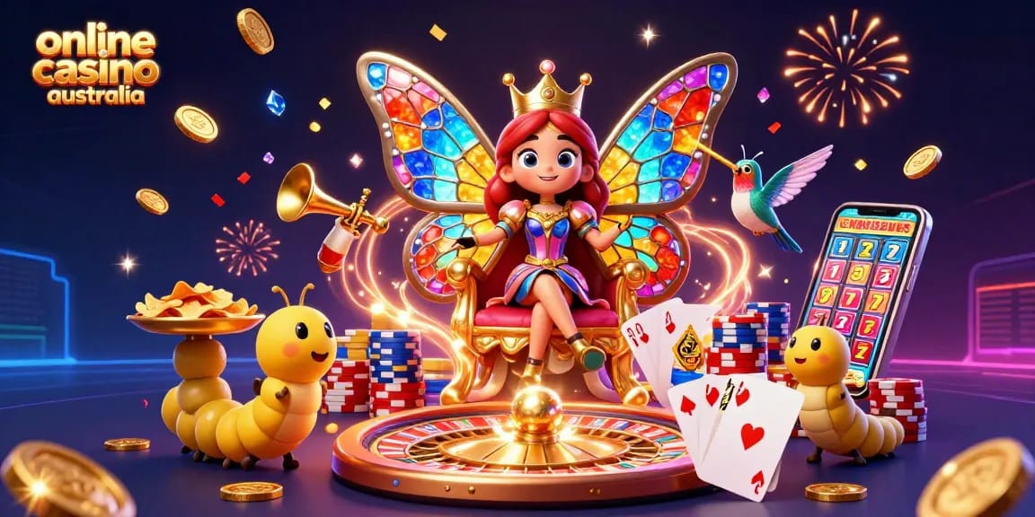 Experience the magic of online casino Australia with vibrant gaming elements and enchanting characters.