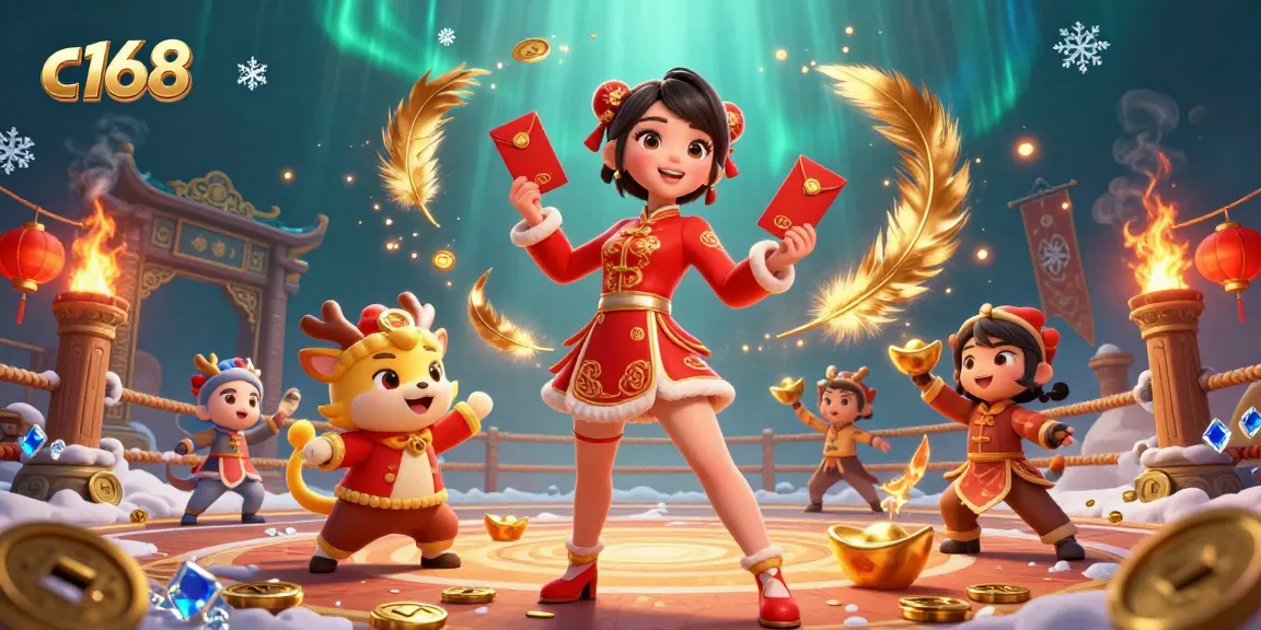Experience dynamic betting on c168 with vibrant online casino atmosphere featuring festive elements and engaging visuals.