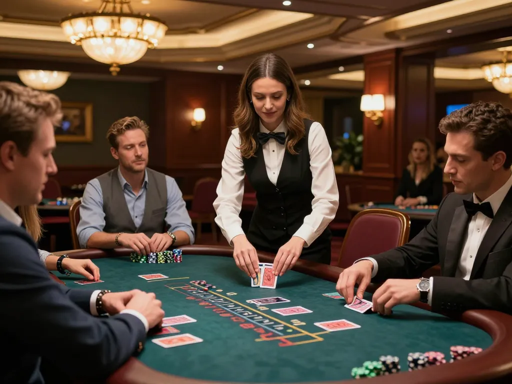 hm88 players engaging in intense blackjack gameplay at a luxurious casino table