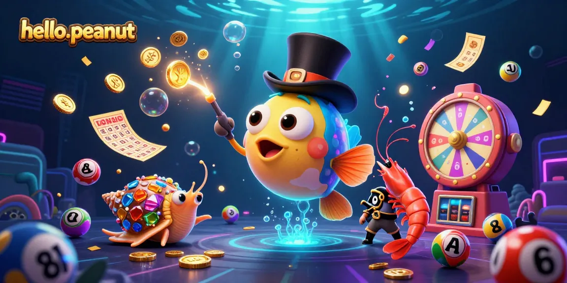 hello-peanut menarik koin emas dalam ilustrasi kasino bawah laut yang meriah