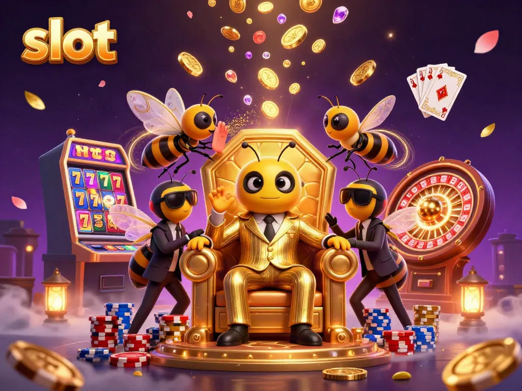 Experience excitement with slot machines and golden treasures in this vibrant casino scene.