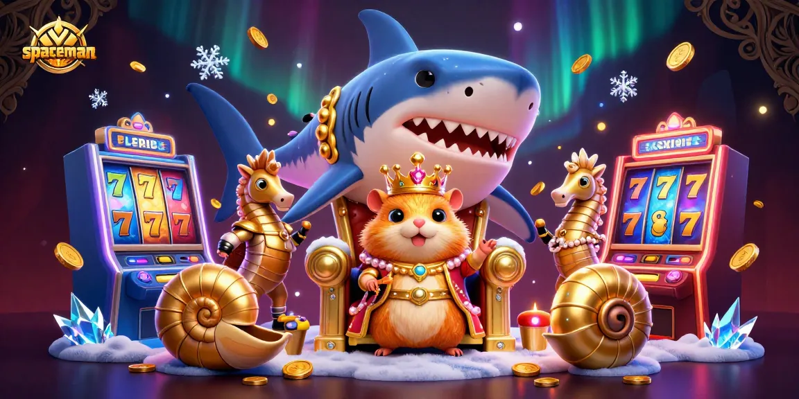 Spaceman features a fierce golden hamster king in a dynamic casino scene, surrounded by slot machines and gold coins.