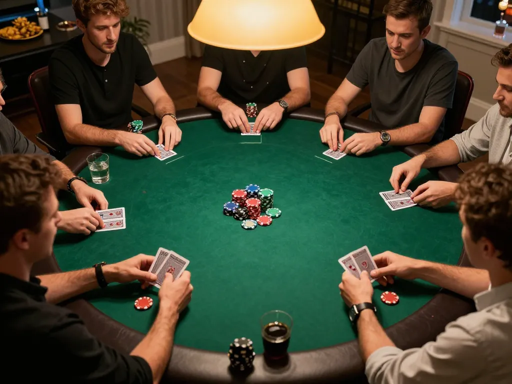 tr88 poker night with players engaged in a competitive game, chips and cards visible on the table