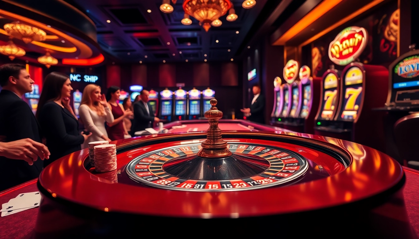 Players enjoying intense gambling action with 68VIP's casino tables and slot machines.