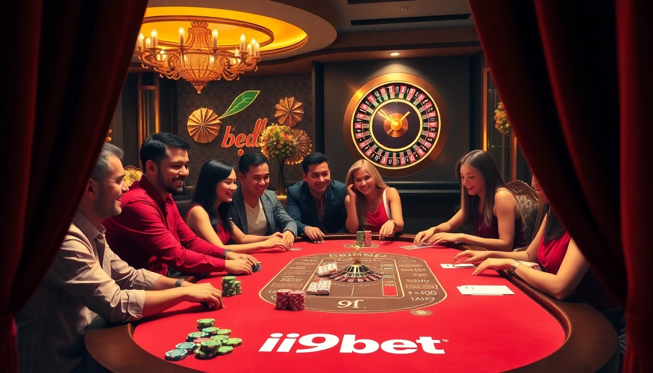 Experience the thrilling excitement of i9bet at a luxurious casino table with vibrant cards and chips.