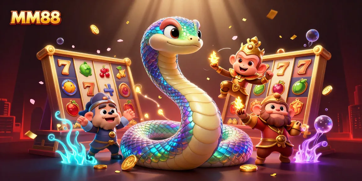 Experience the excitement of MM88 with vibrant 3D characters, animated slot reels, and a dynamic casino atmosphere.
