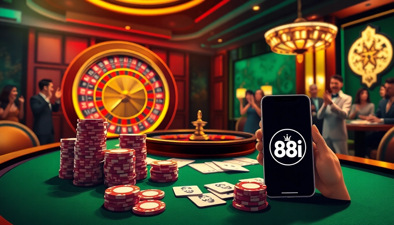 Dynamic poker scene with players celebrating wins at 88i casino table