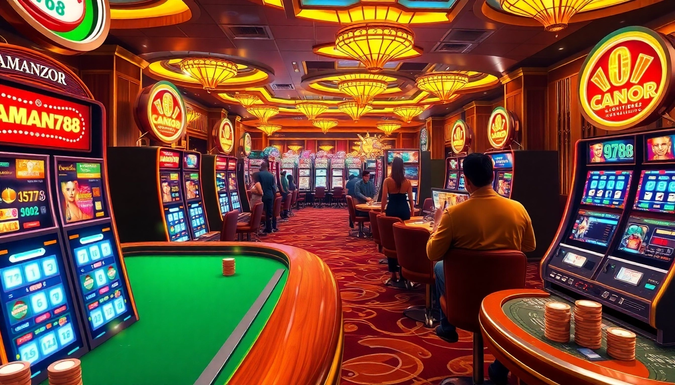 Nikmati permainan mendebarkan di slot gacor AMAN788 dengan mesin slot yang berwarna-warni dan pemain yang antusias.