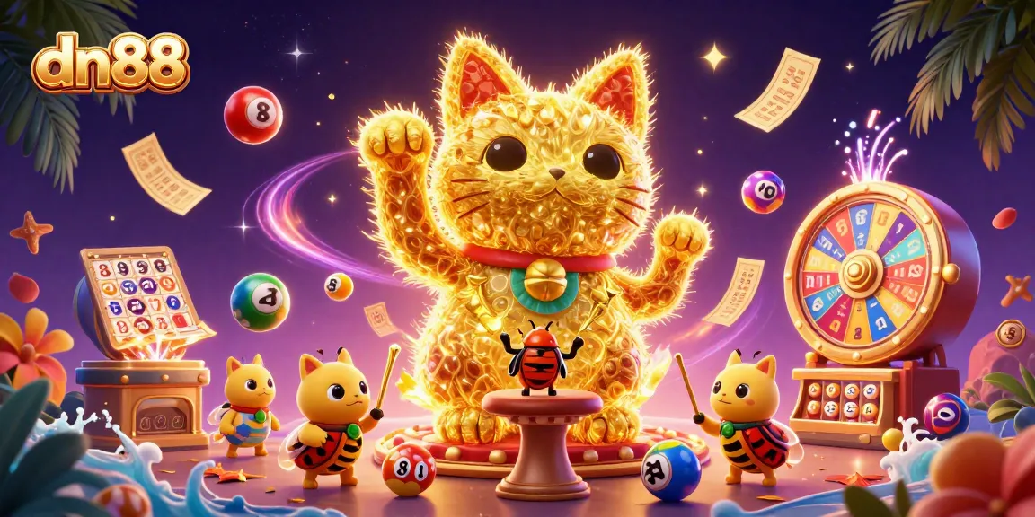 Engage with dn88's vibrant lucky cat casino scene rich in colorful elements and interactive games.