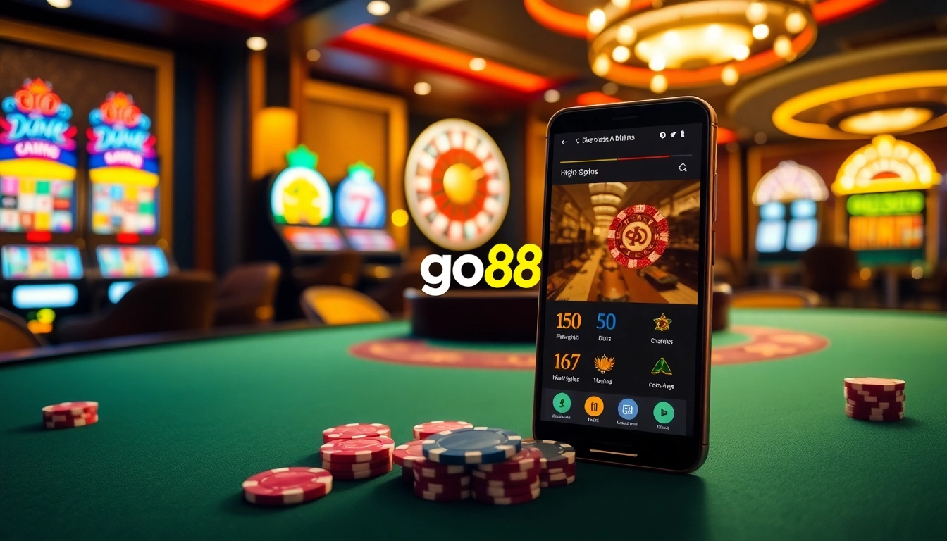 Experience thrilling gameplay at go88 with vibrant casino elements and high-stakes ambiance.