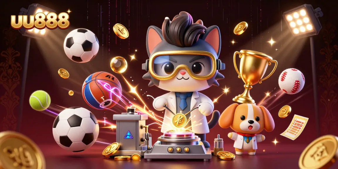 uu888 celebrates wins in a vibrant casino scene featuring animated characters and dynamic sports elements.