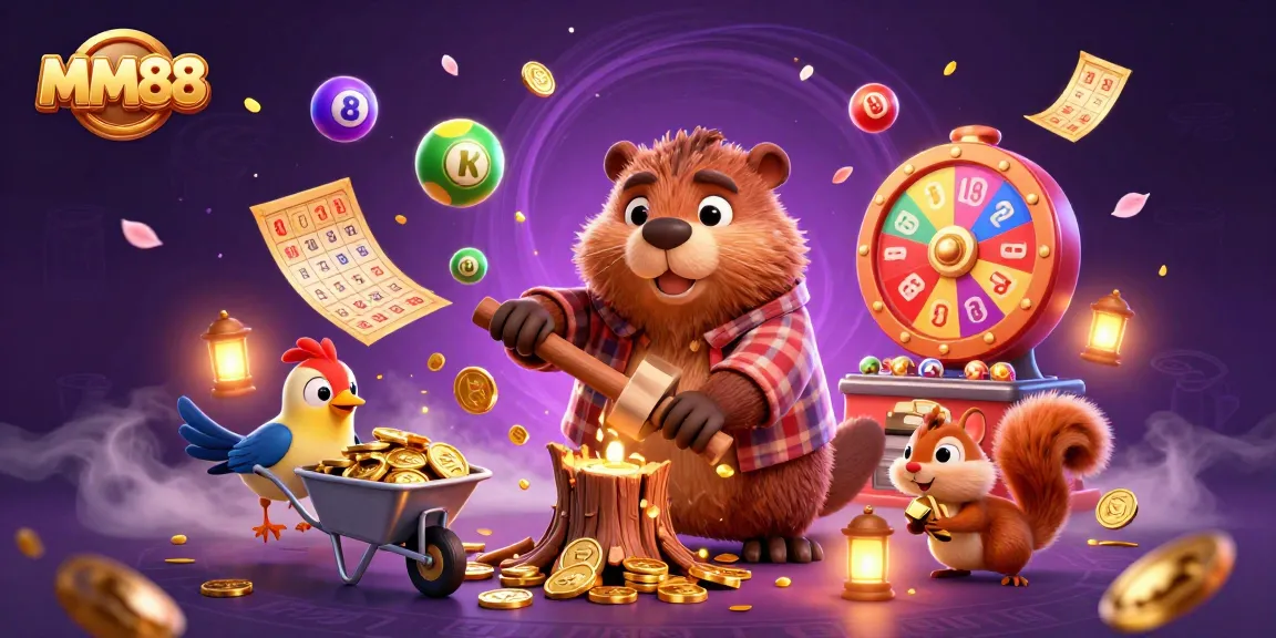 Experience MM88's thrilling online games with golden coins raining down from a whimsical scene.