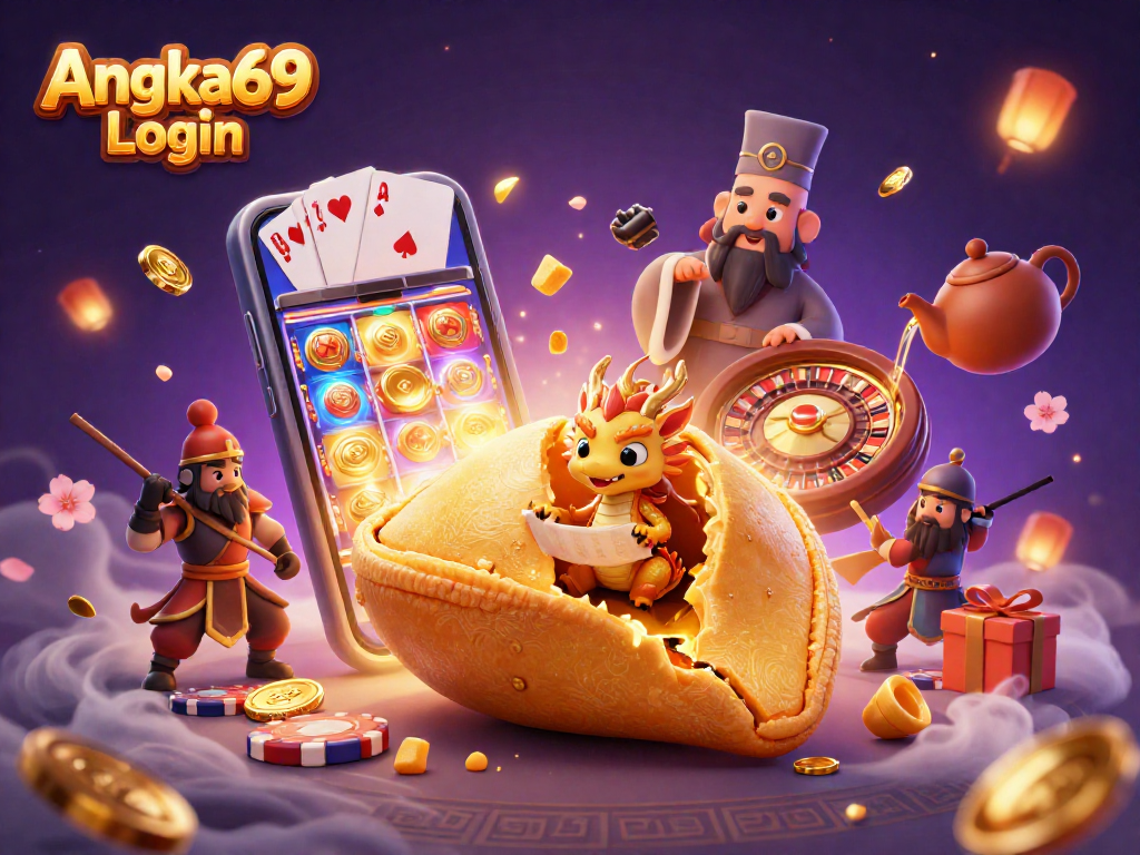 Play Angka69 Login with vibrant slot games amidst golden rewards and mystical ambiance.