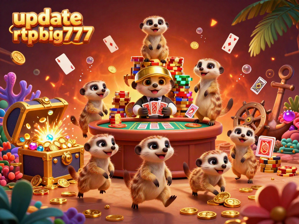 Experience thrilling gameplay in this vibrant 3D scene showcasing update rtp big777 with clever meerkat characters managing their casino.