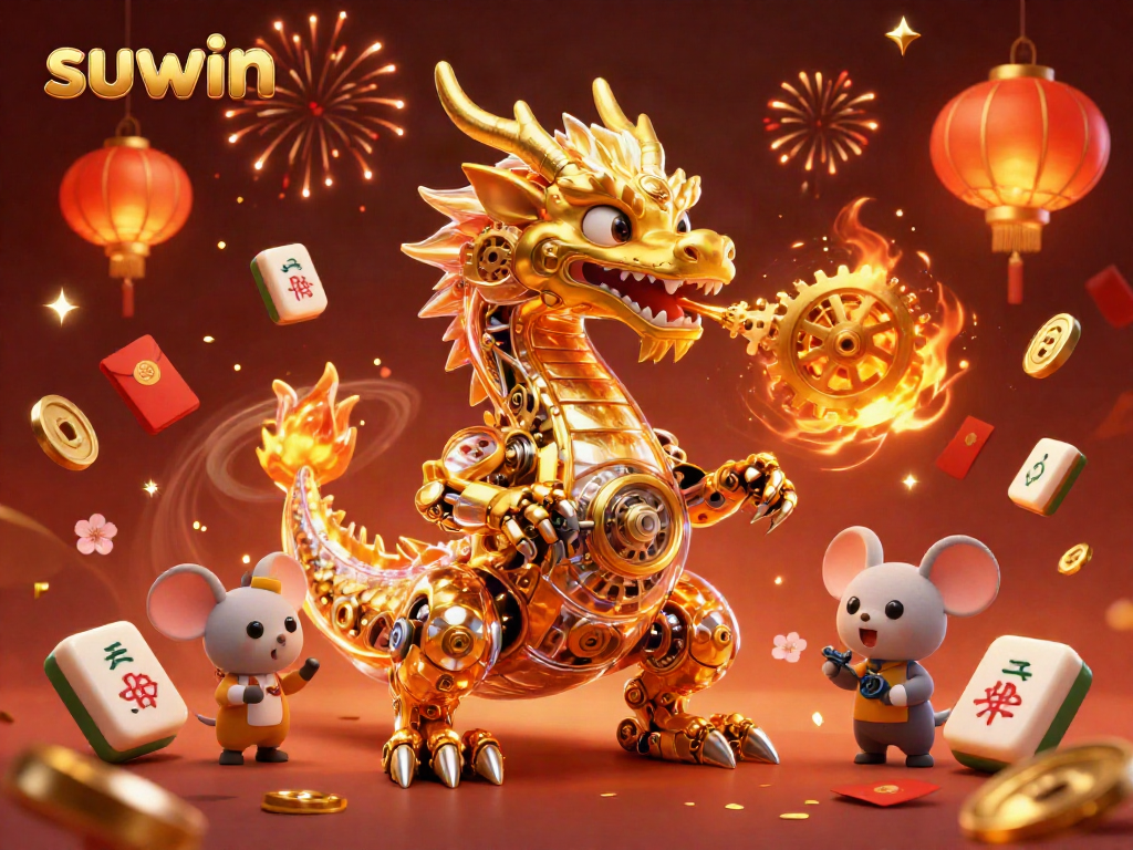 Experience thrilling gaming with suwin's vibrant 3D dragon and casino elements.