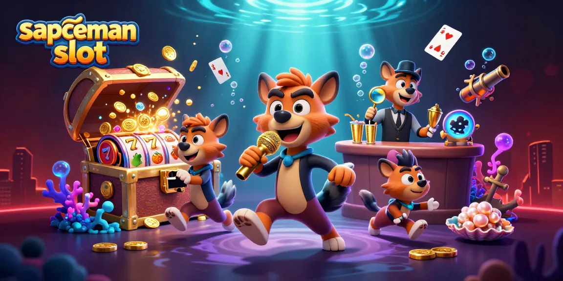 Sapceman slot showcases a lively comedy casino scene with hyenas and vibrant slot elements.