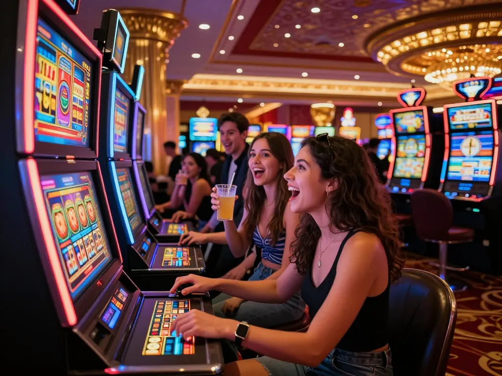 Exciting link slot gameplay at a vibrant Las Vegas casino, capturing the thrill of winning.