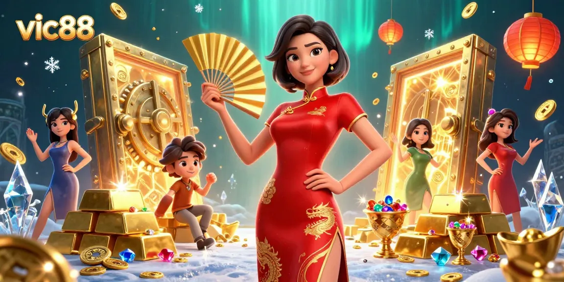 Experience thrilling gameplay at vic88 with a vibrant 3D illustration showcasing casino excitement.