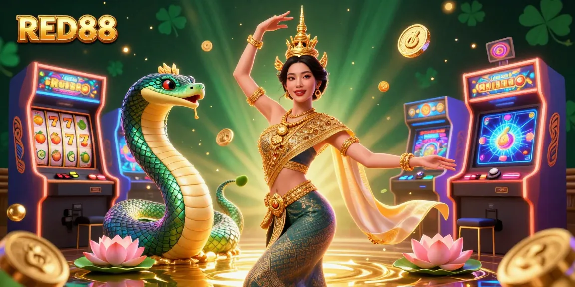 Spin slot reels and enjoy vibrant gaming action at RED88, featuring enchanting Thai-themed elements.