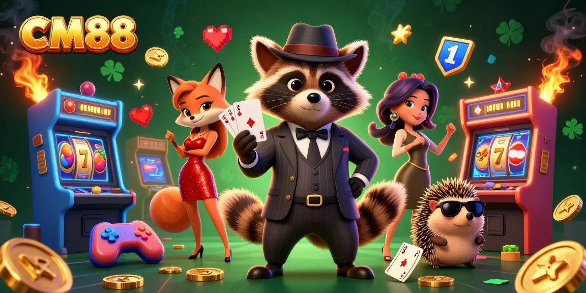 Experience thrilling slots at CM88 with a suave raccoon, fantastic visuals, and exciting jackpot elements.