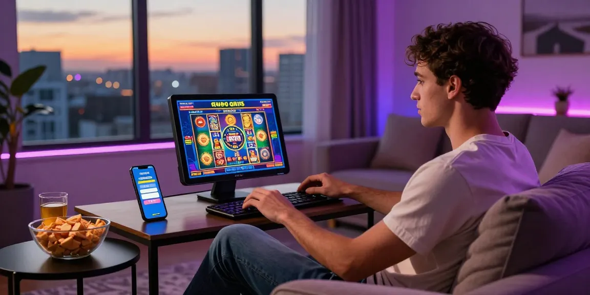 Player enjoying slot depo qris on mobile devices in a stylish gaming setup.
