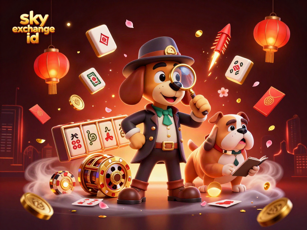 Engage with thrilling betting action using your sky exchange id on a vibrant, detailed casino scene.