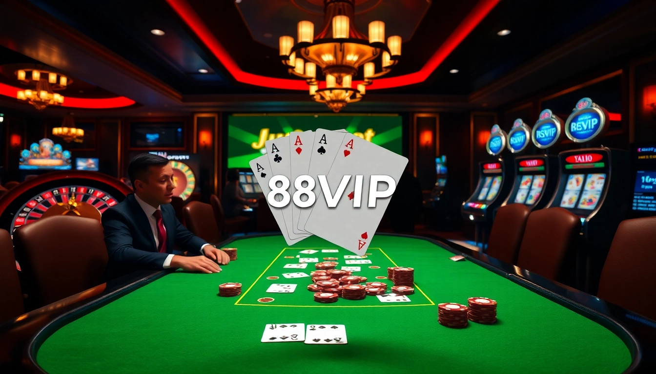 Winning poker hand at Nhà Cái 68VIP Có Uy Tín casino, featuring vibrant chips and cards.