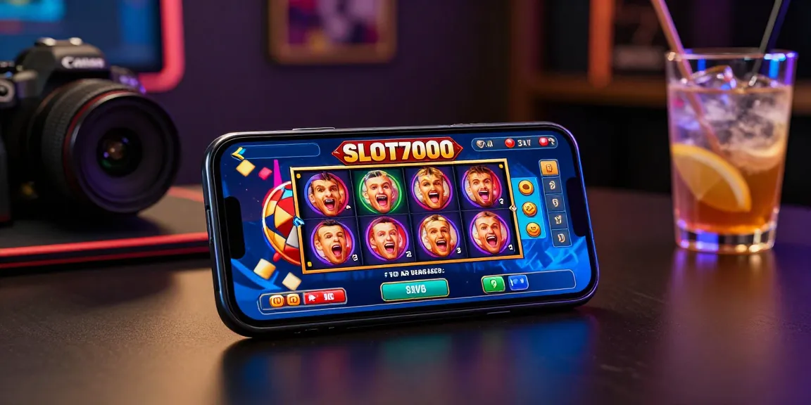 Player engaging with slot7000 on smartphone with vibrant game graphics.