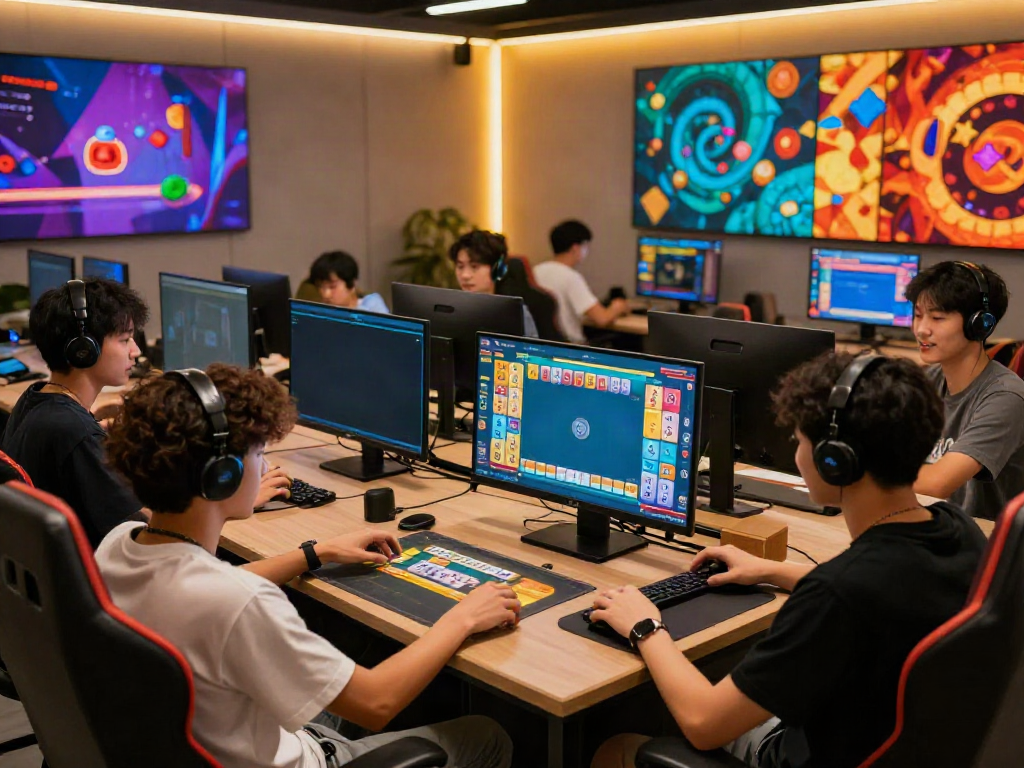 Pengalaman bermain mahjong slot yang seru dengan pemain bersemangat di workstation modern.