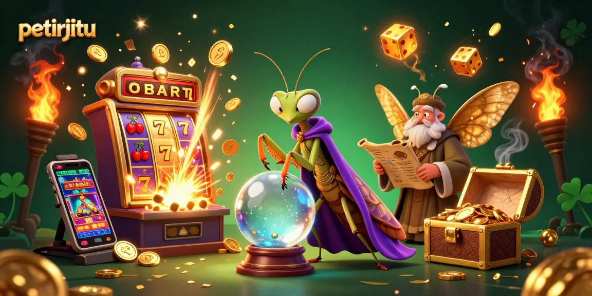 Memenangkan permainan slot di petirjitu dengan mesin slot yang berlimpah dan simbol keberuntungan.