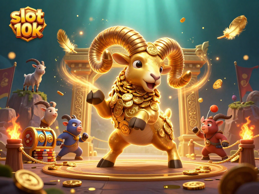 Experience the thrill of slot 10k gameplay with golden ram and vibrant casino elements.