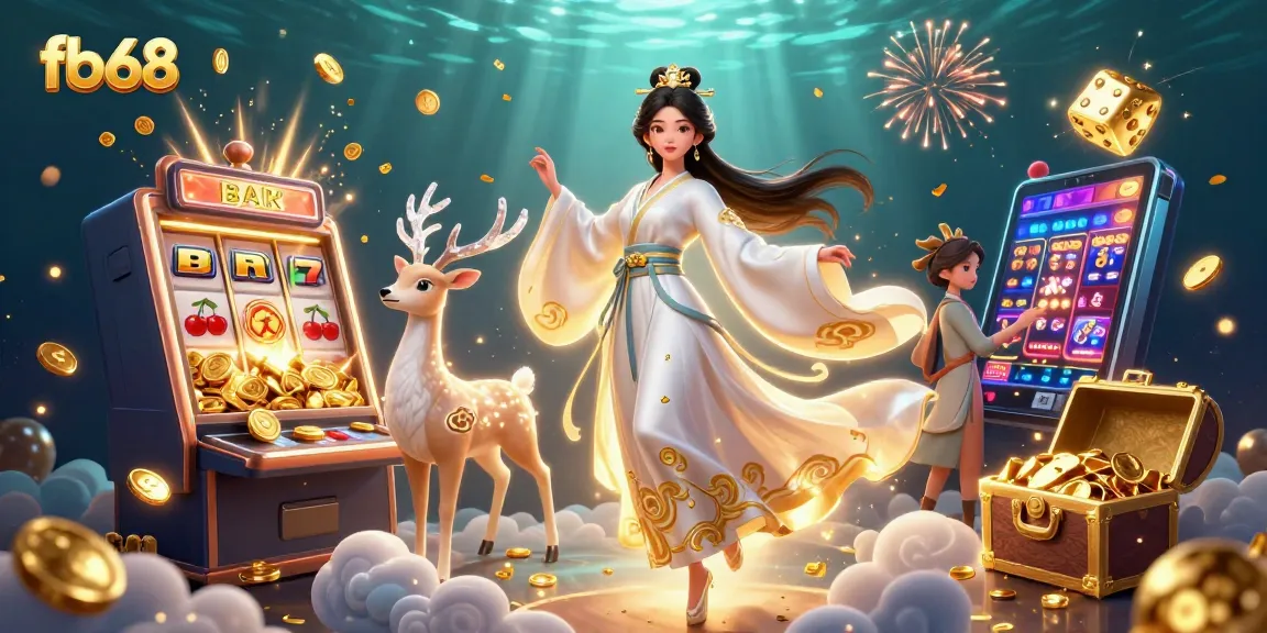 Experience the excitement of fb68 casino with a vibrant 3D illustration of a woman in a traditional hanfu.