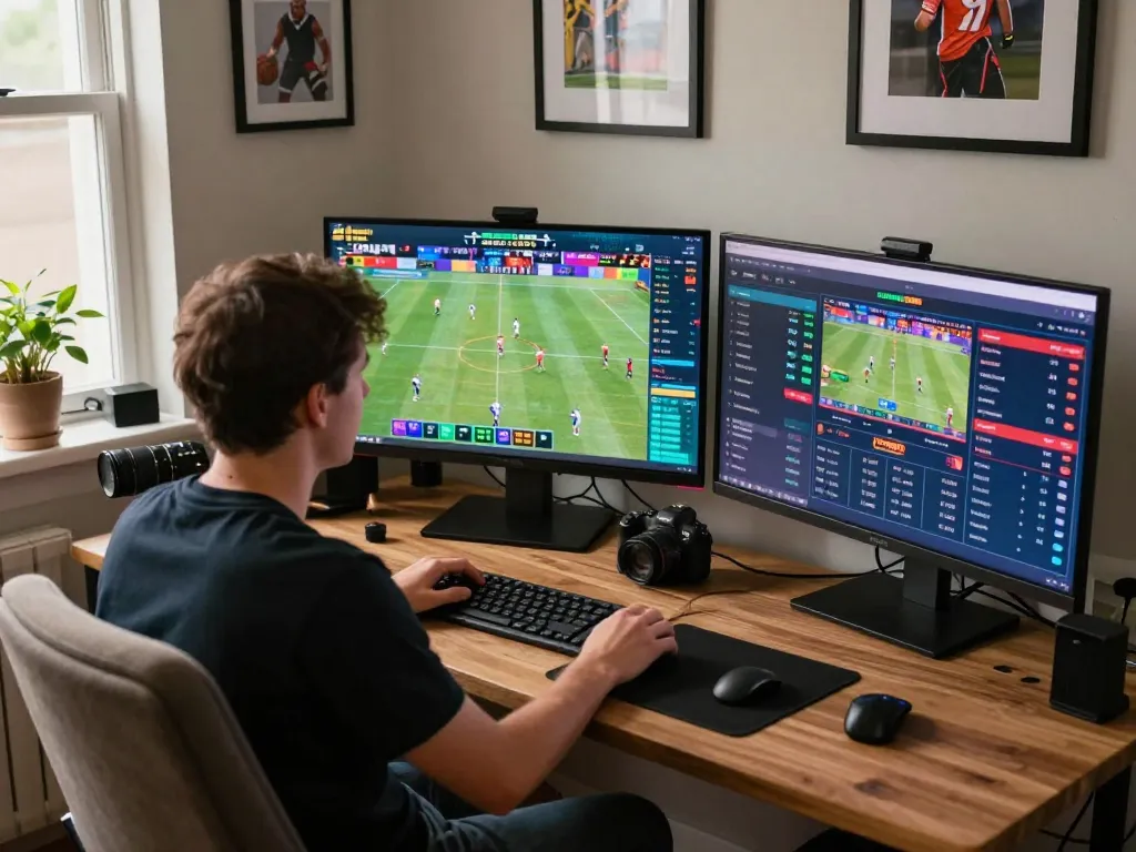 Engaging scene of a player using the god55 platform for real-time sports betting.