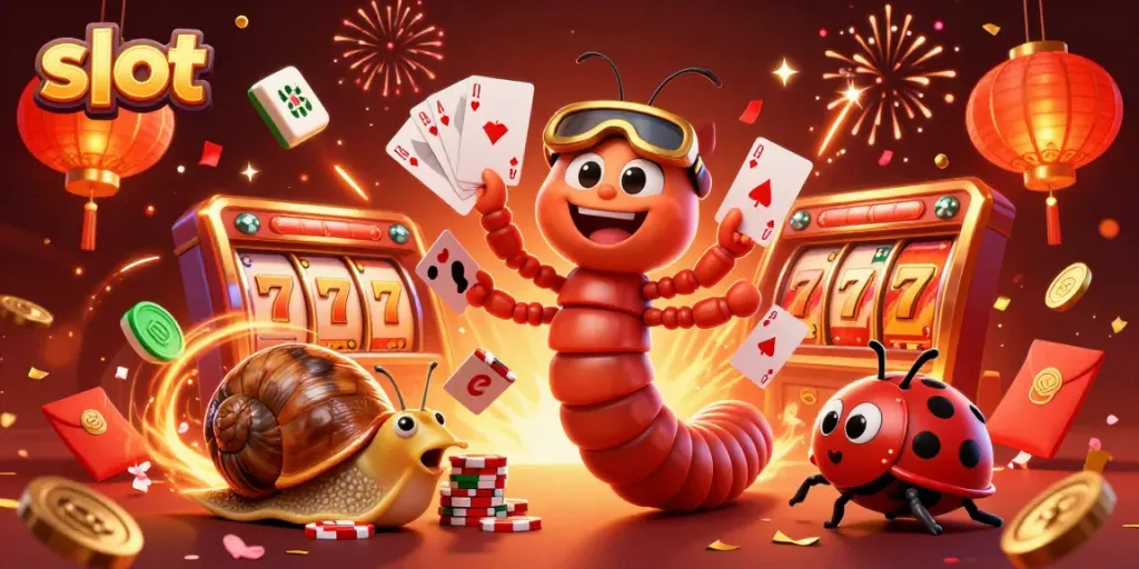 Experience thrilling slots with a lively dealer, vibrant visuals, and festive elements in this captivating scene