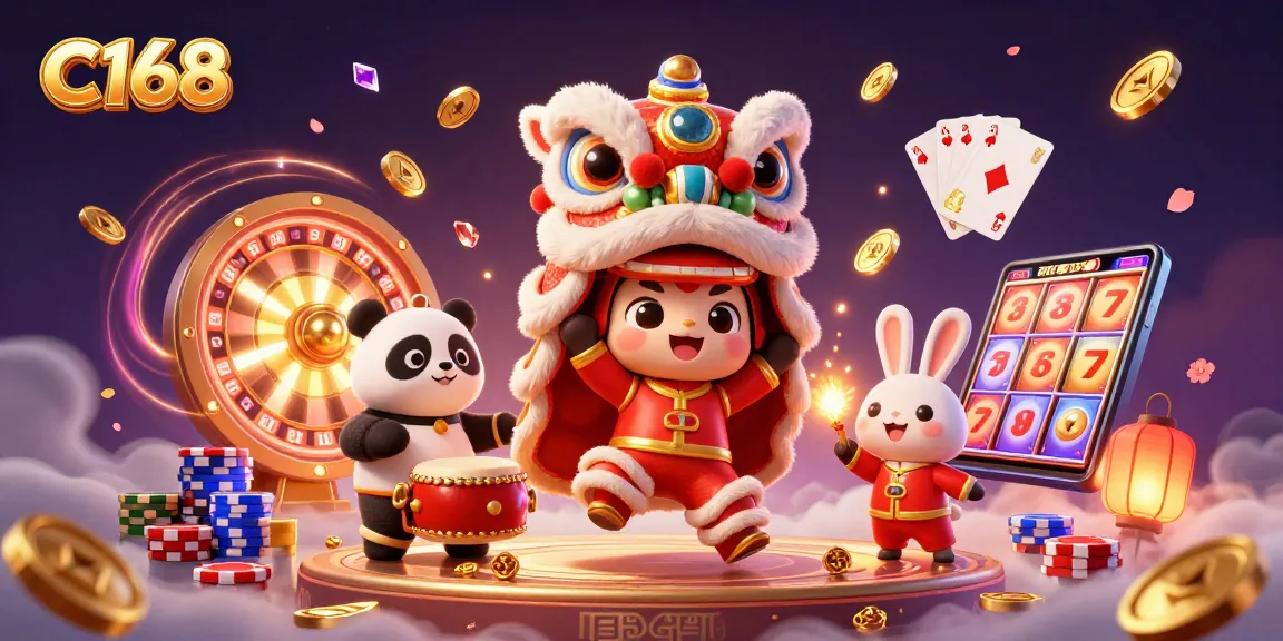 Experience exciting gameplay at C168 with vibrant characters and casino elements in this dynamic casino scene.