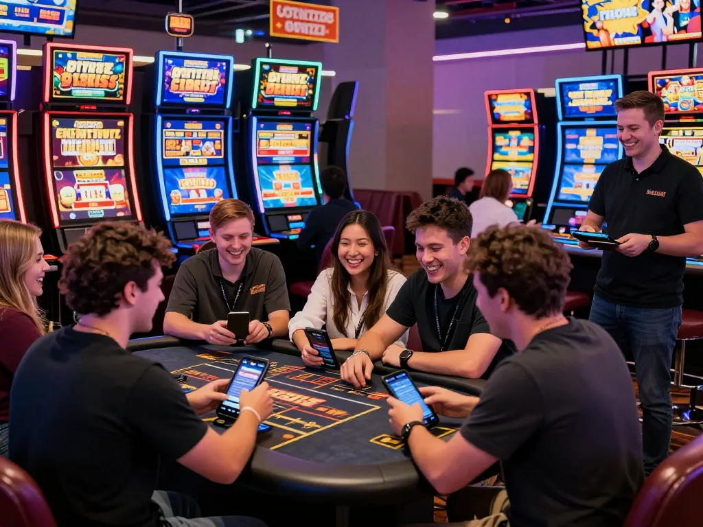 Exciting online casino scene featuring players enjoying games and promotions for free credit 918kiss in a lively atmosphere.