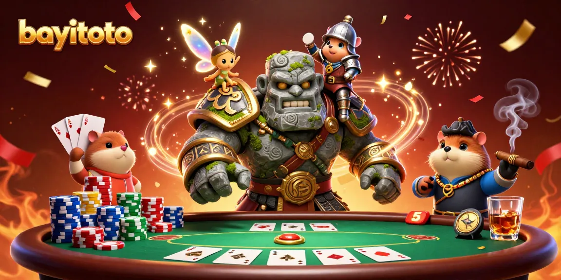 Engage in thrilling poker action with bayitoto's dynamic scene featuring magical characters.