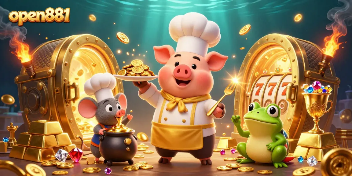 Experience open881's thrilling casino environment with gourmet gold coins and lively characters.