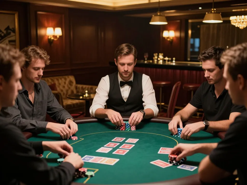 Players enjoying a high-stakes poker game at 789F's luxurious private gaming room.