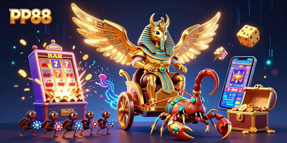 Enjoy thrilling jackpot spins with PP88's exciting casino gaming experience surrounded by vibrant characters.