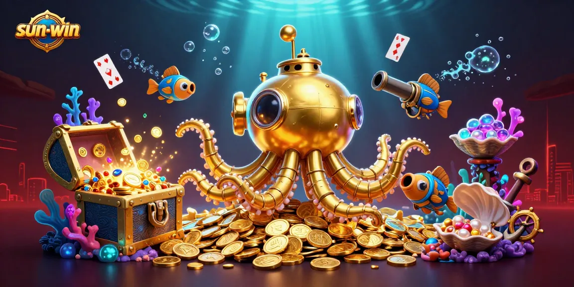 Win big with sun-win in this thrilling underwater 3D casino adventure featuring a golden kraken and treasure.
