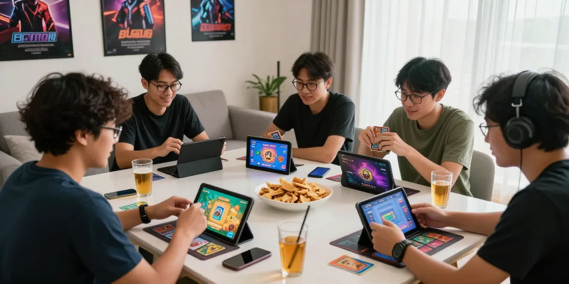 Players enjoying card games at home, showcasing vibrant gaming atmosphere at gamebaidoithuong.is.