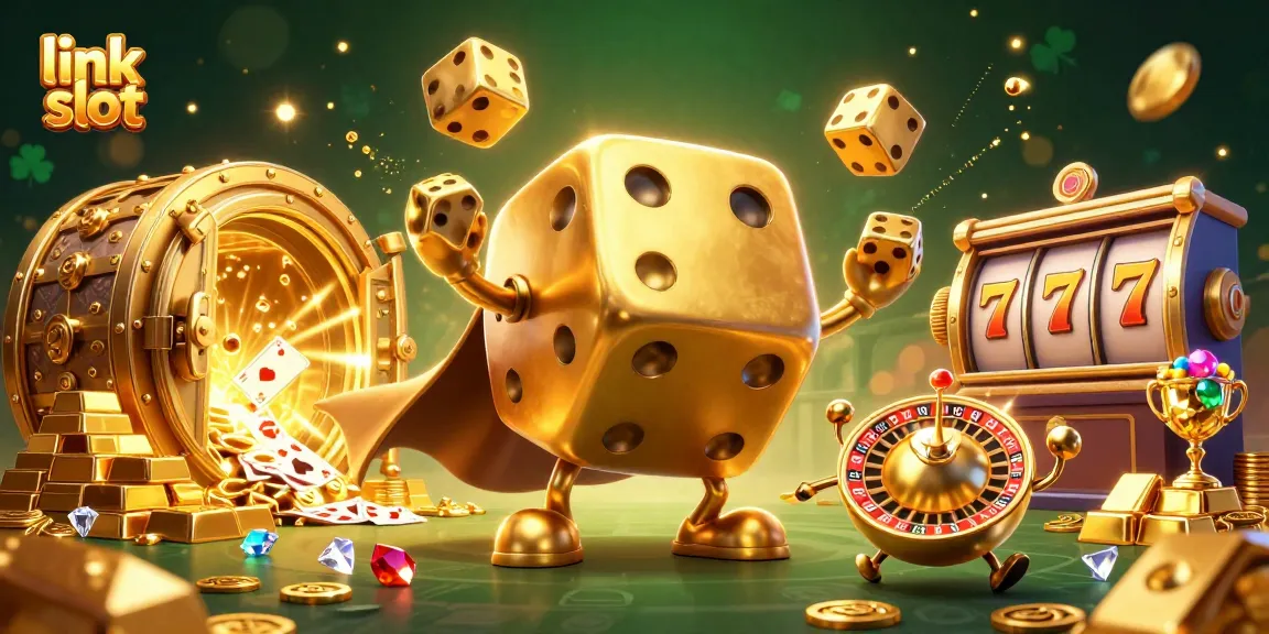 Spin the reels with link slot and win big, featuring golden dice and sparkling gems!