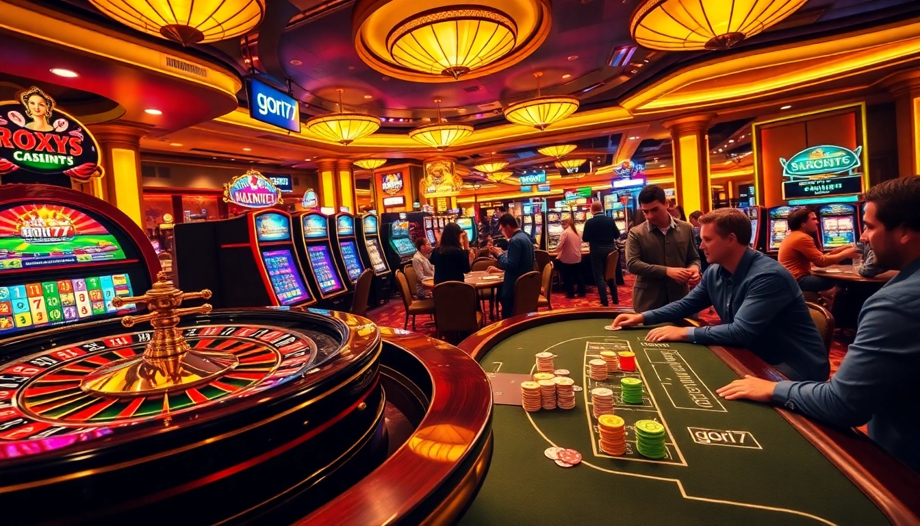 Experience the excitement of gori77 with players at a lively casino table enjoying their games.
